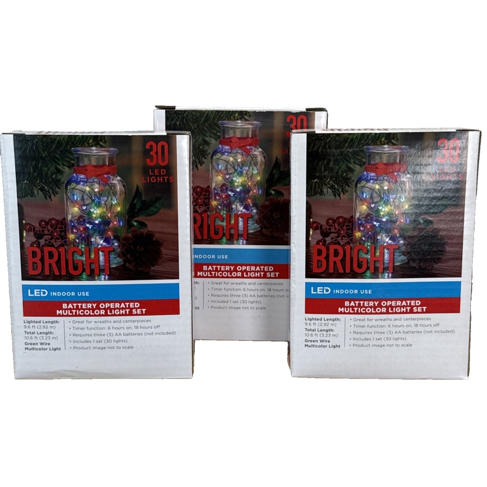 3 NEW Make the Season Bright LED Multicolor String Lights30 Lights 9.6ft Each